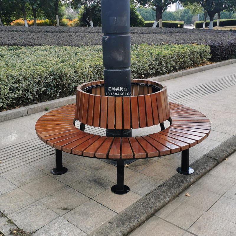 户外防腐碳化木围树订做圆形公园凳子树围凳椅公园椅