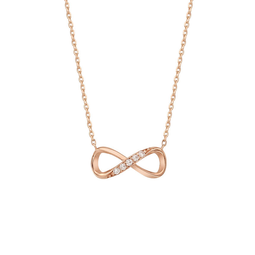 lloyd韩国专柜代购14k金无穷大莫比乌斯双环锆石水钻女锁骨项链