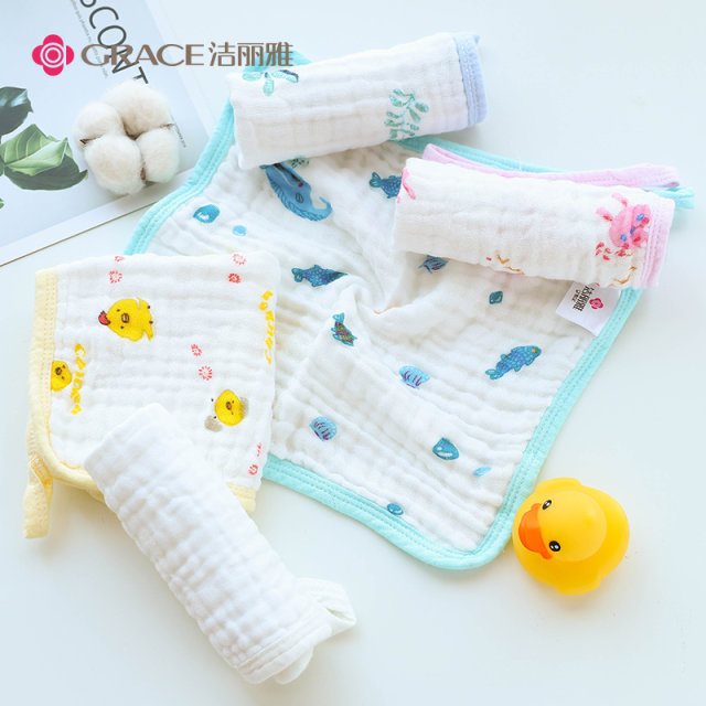 Jieliya baby saliva towel, bib, cotton gauze, baby square, newborn face towel, 10-pack Jieliya baby saliva towel, bib, cotton gauze, baby square, newborn face towel, 10-pack