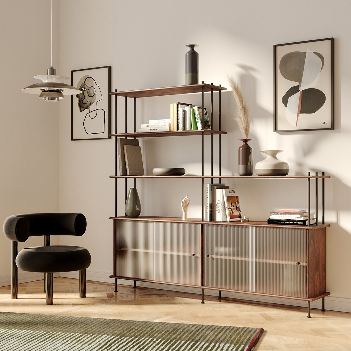 简约居家原木玻璃客厅边柜收纳多功能经典意式餐边柜