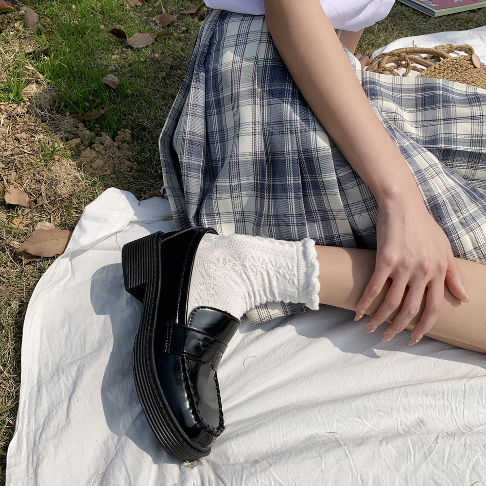 基础款jk制服鞋子日系复古学院风百搭乐福单鞋方头粗跟小皮鞋女春