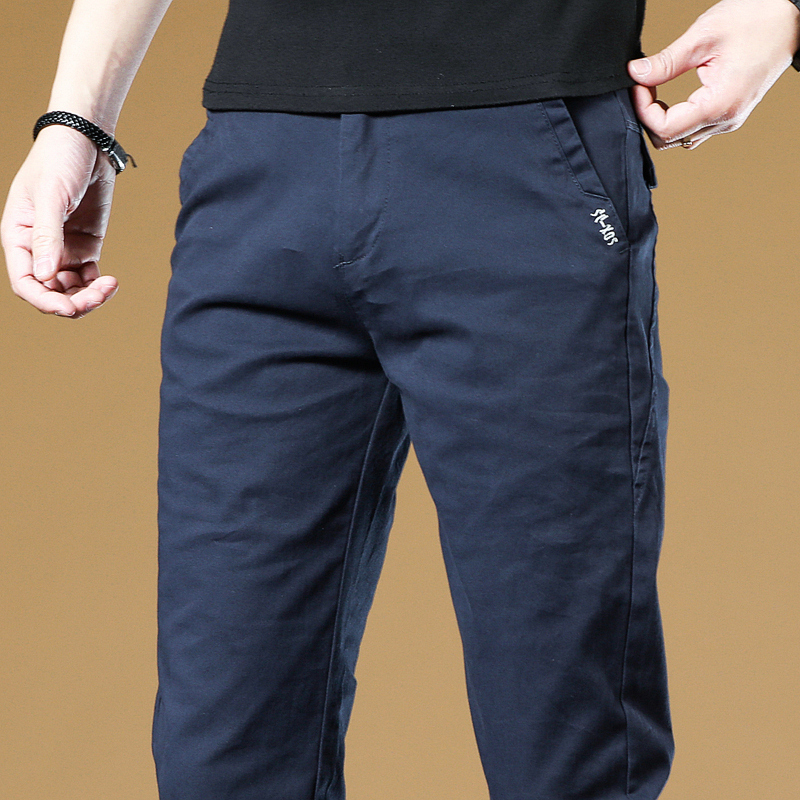 纯棉休闲裤男超薄款2022新款修身直筒小脚夏季男款西装西裤长裤子