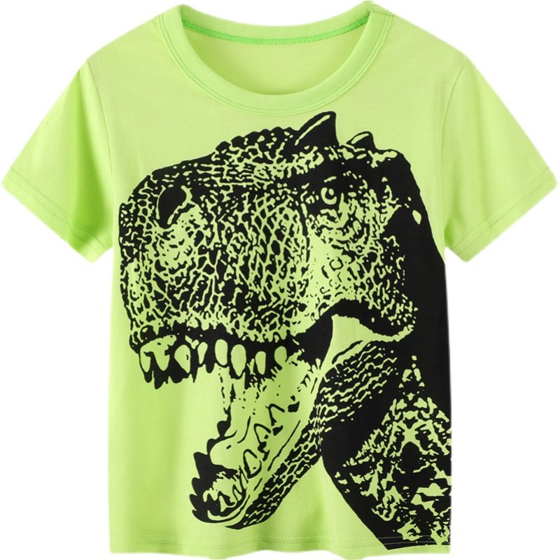 霸王龙衣服儿童夏季纯棉薄款侏罗纪恐龙暴龙图案t恤