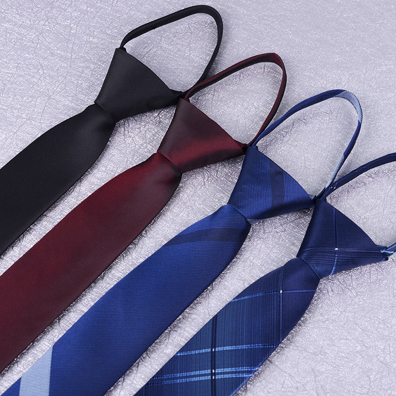 6cm拉链领带男韩版窄版新郎懒人易一拉得学生领带