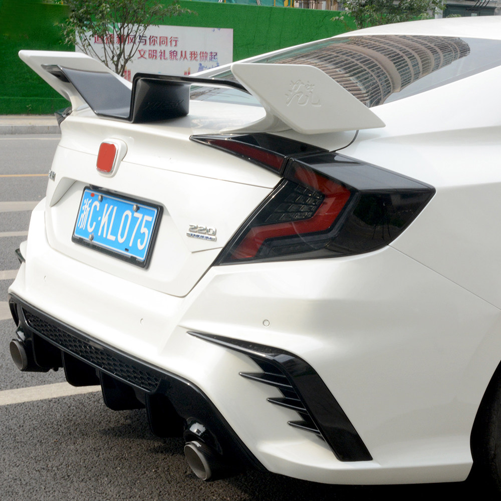 适用16-20款十代思域尾翼改装yofer欧版鸥翼免打孔定风顶翼压鸭尾