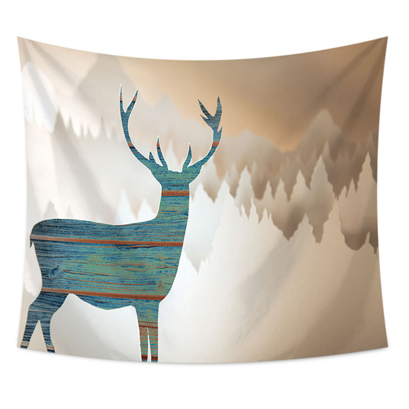 ins北欧风挂布麋鹿挂布墙壁装饰挂毯卧室背景布隔断挂帘门帘挂毯