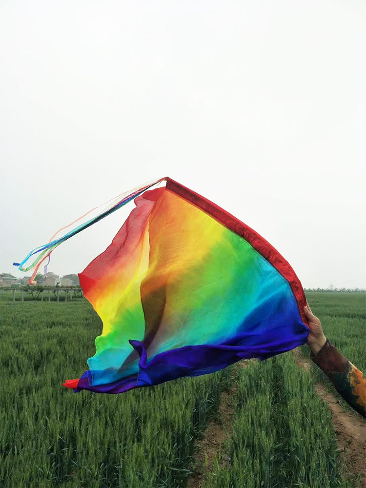 彩虹旗软杆旗手挥旗节庆用品舞蹈七彩旗子旗帜旌旗创意礼盒