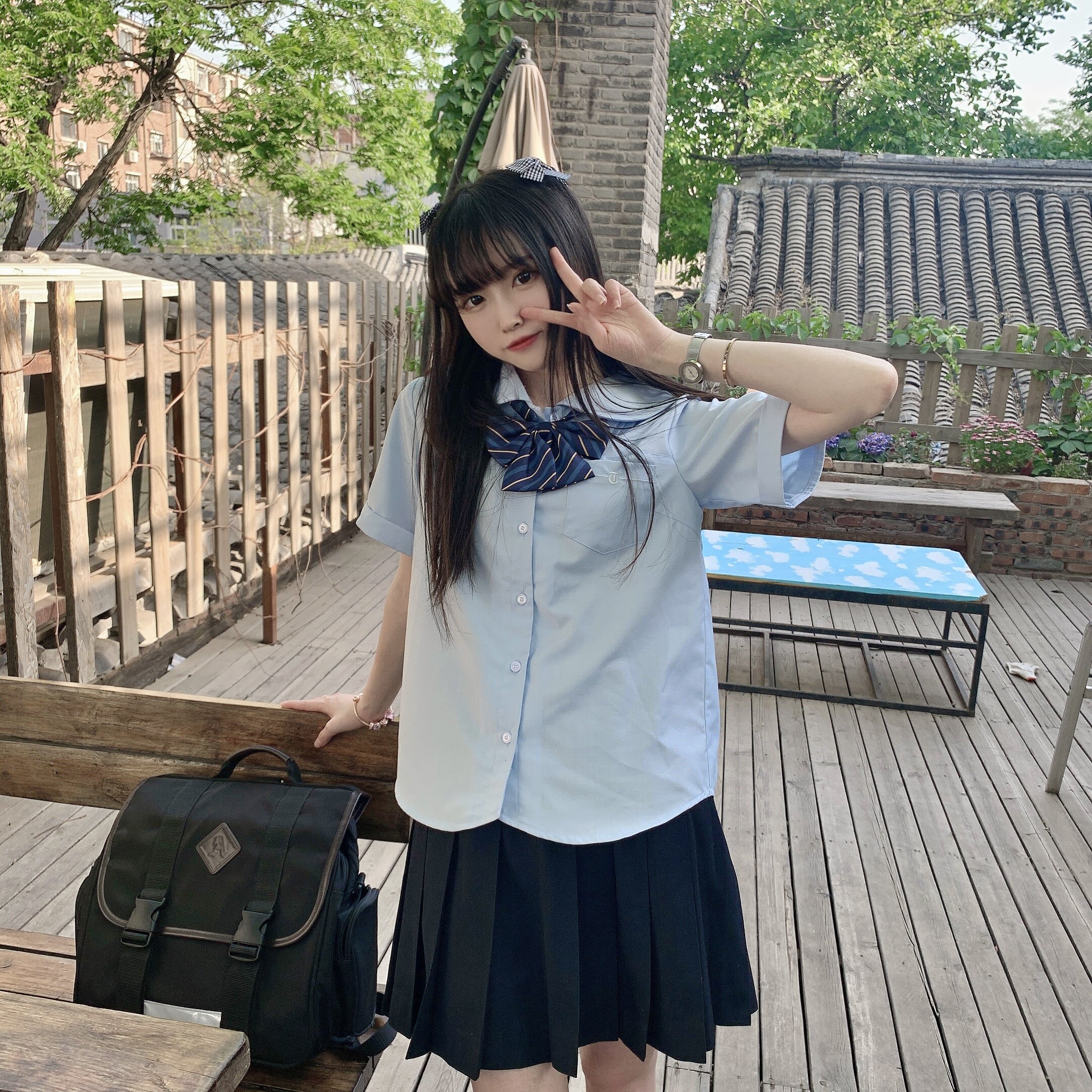 白水制服jk原创泰式粉色衬衫小多四色预售衬衫