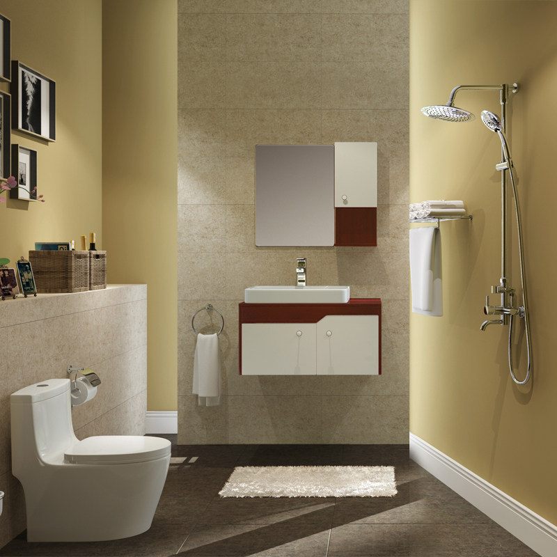 安华卫浴洗手间组合三件套装马桶坐便器/洗漱浴室柜/花洒套装包邮