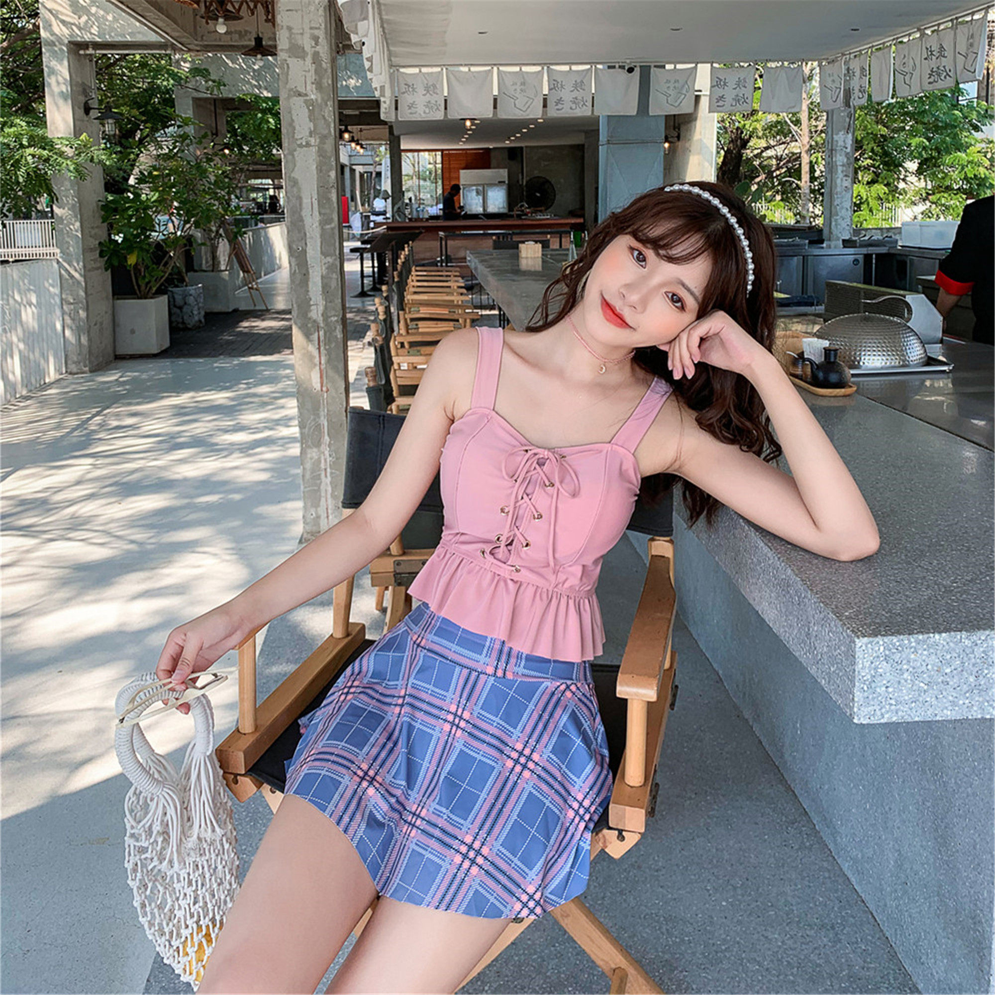 2020钢托温泉少女ins韩国聚拢新款分体泳衣