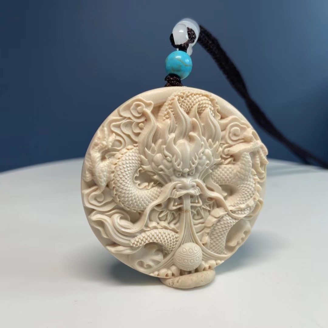 天然猛犸猛犸象象牙挂件龙腾四海饰品吊坠男女项坠