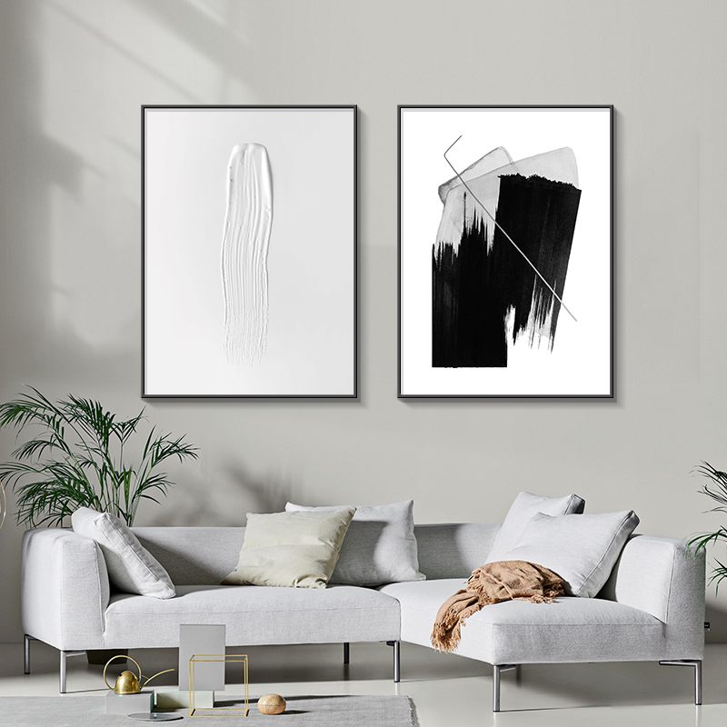 极简风格客厅装饰画黑白灰艺术抽象书房现代简约沙发现代装饰画