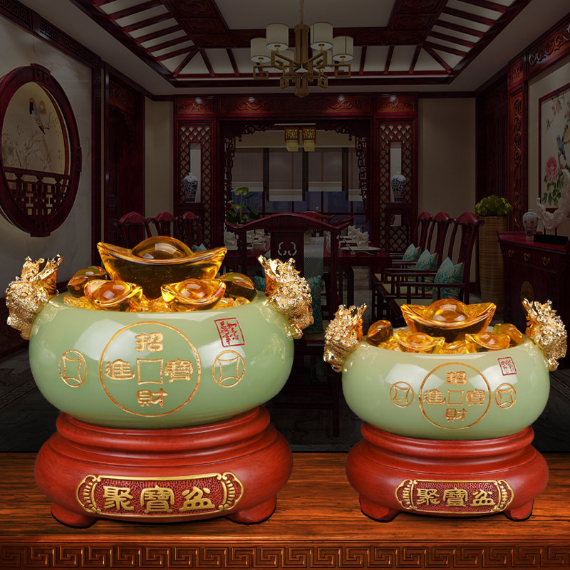 风水招财进宝聚宝盆摆件开业工艺礼品家居客厅酒柜装饰品摆件