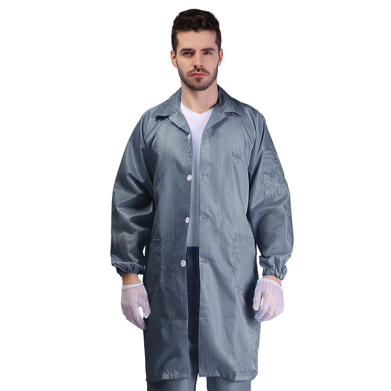 静电防静电衣服蓝色无尘电子劳保车间衣长款大褂防护服