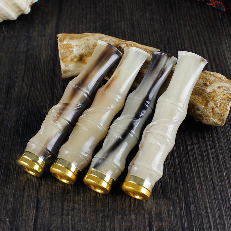 牛角烟嘴双重过滤清洗拉杆长芯循环使用吸烟烟嘴