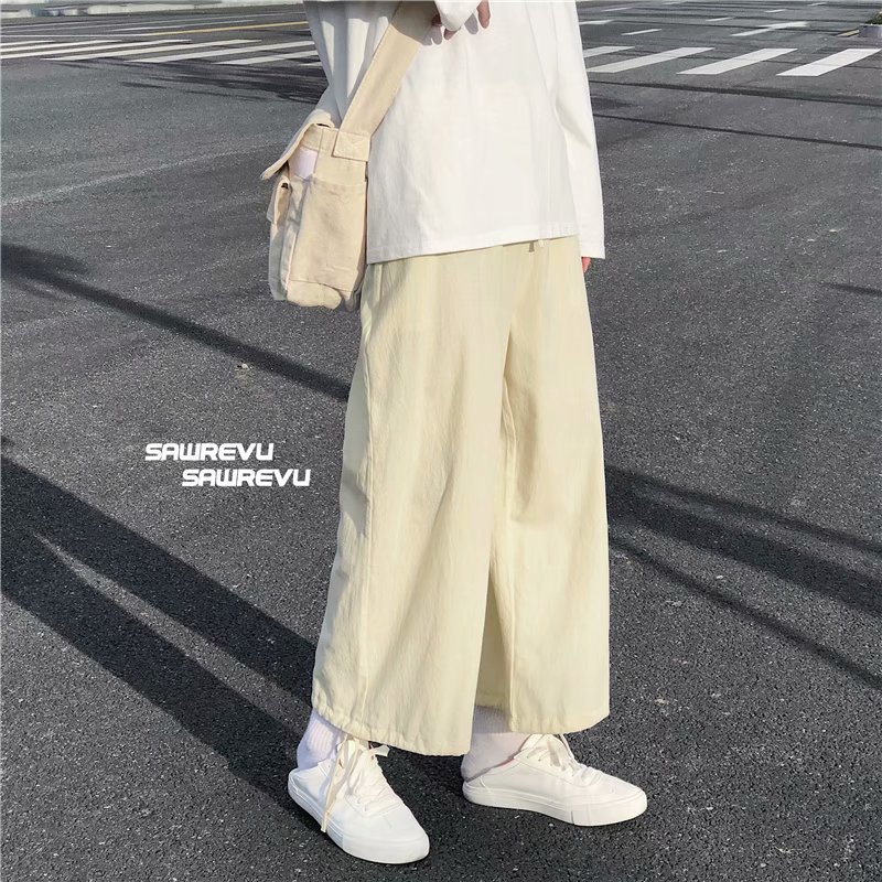 日系古着感oversize阔腿裤子男夏季高街直筒宽松韩版潮流休闲长裤