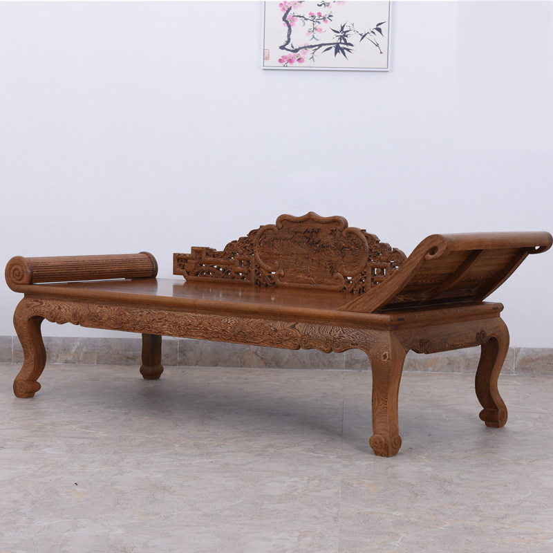 沙发红木家具鸡翅木贵妃客厅实木休闲椅中式单人贵妃椅