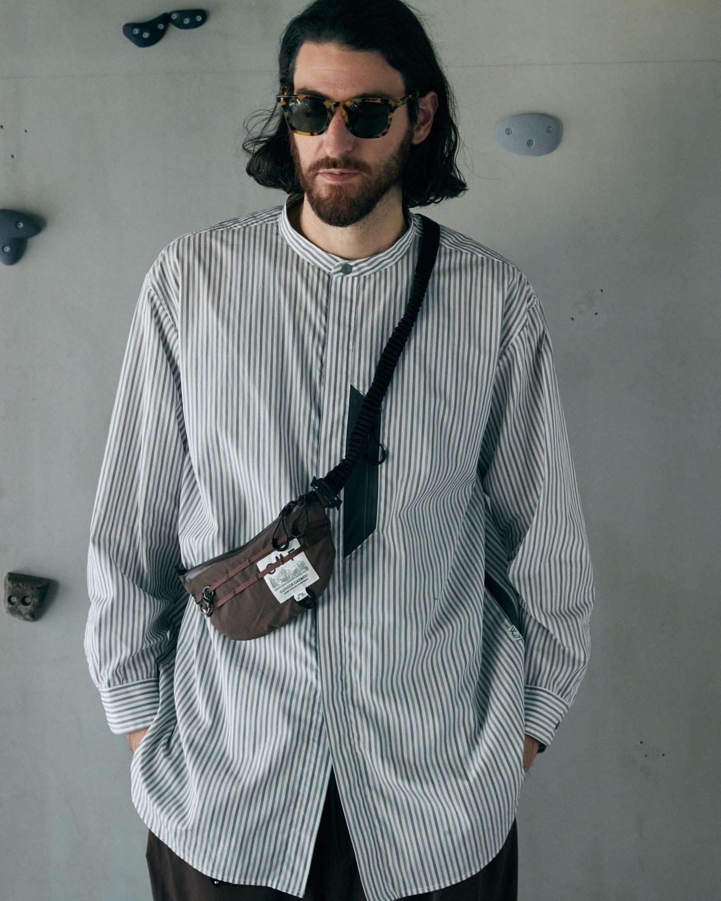 comfyoutdoorgarmentpfshirts22aw条纹立领宽松长袖衬衫