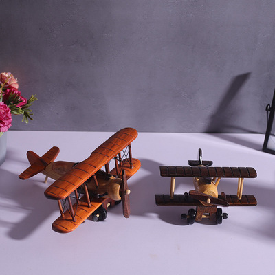 复古木质飞机模型家居客厅装饰品二战战斗机软装吊饰摄影道具摆件