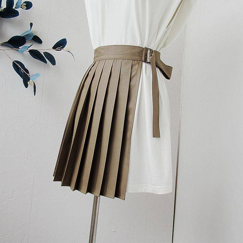 原创设计小众个性 一片式百褶系带半身裙短裙腰封裙裹裙围裙罩裙