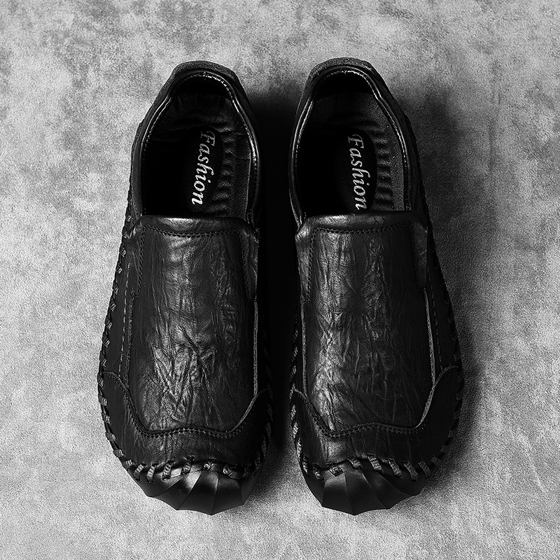 真皮休闲皮鞋加肥大头男鞋加宽胖子男士豆豆鞋胖脚宽肥宽头鞋子男