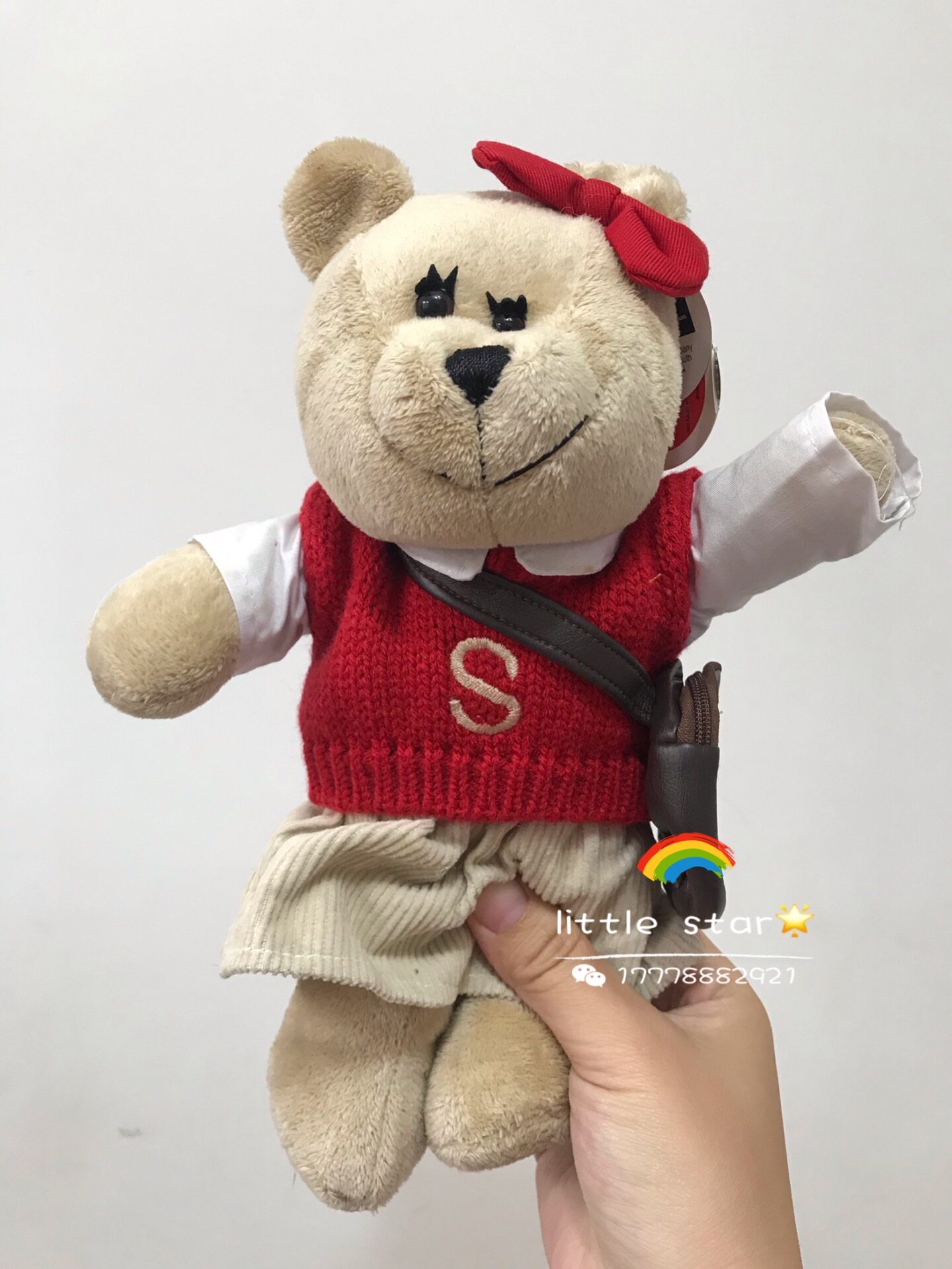 现货包邮星巴克2004上学小熊毛绒公仔全新吊牌毛绒布艺类玩具