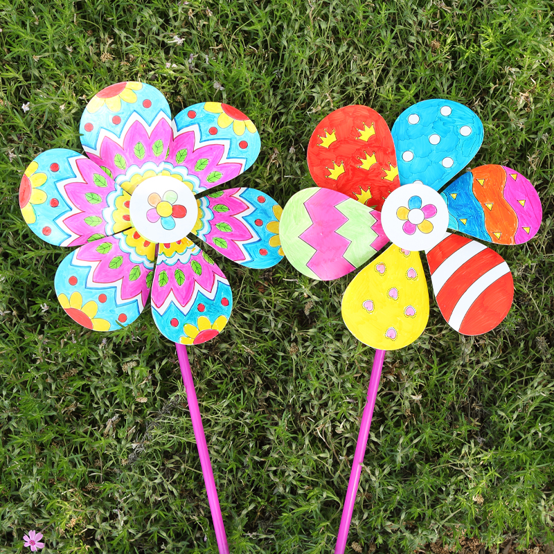 风车diy手工材料幼儿园儿童创意空白涂鸦玩具风车