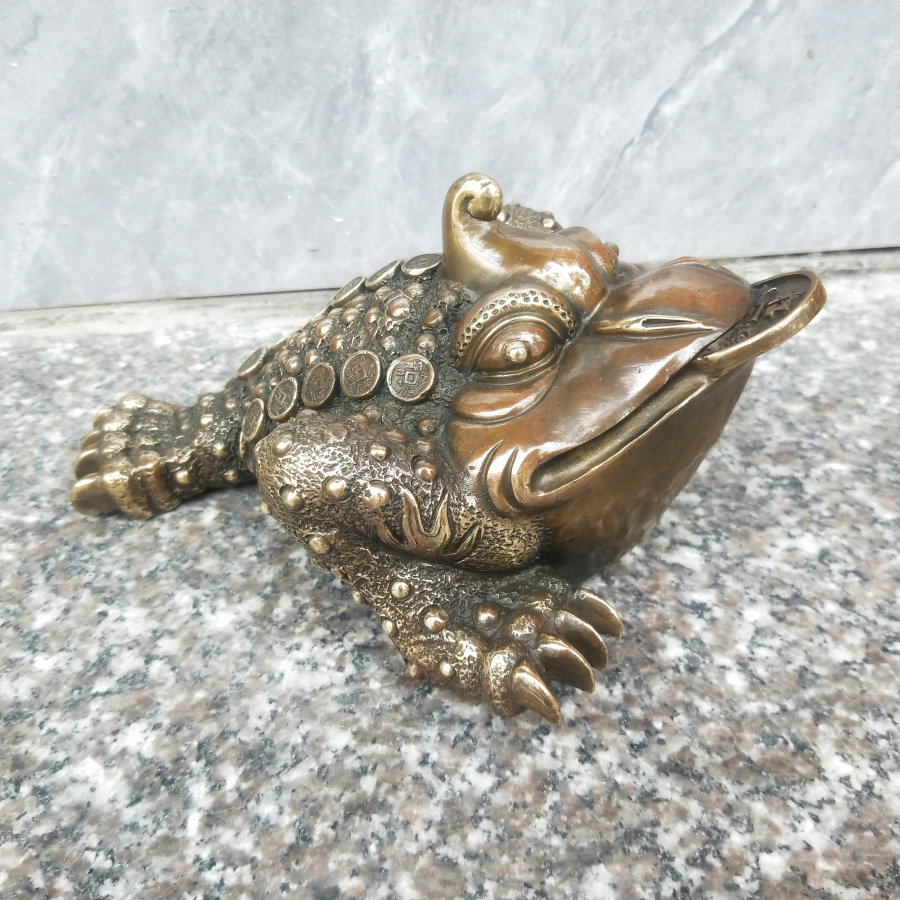 足金青蛙摆件黄铜仿古蟾蜍金钱金蟾招财聚财摆件