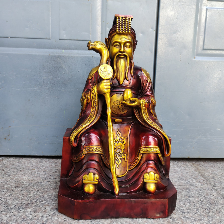 老祖大号皇天铜像摆件铜督天无极元祖坐像神像装饰摆件