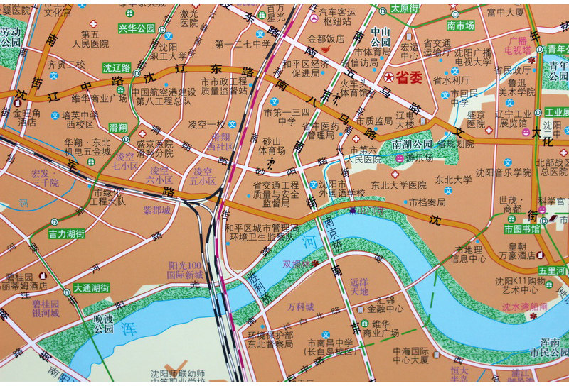 2020全新沈阳市地图挂图辽宁省地图挂图正反面印刷挂绳精装高清印刷