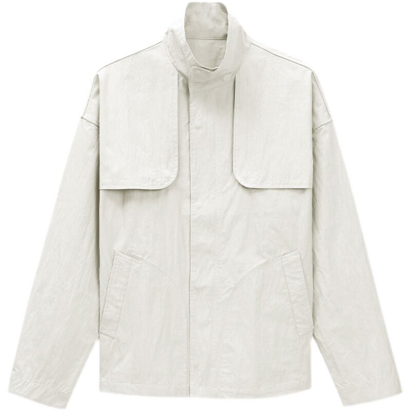 防雨双覆片立领短款堑壕风衣外套男