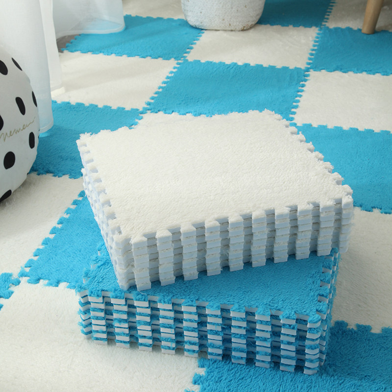 四季通用泡沫拼接地垫卧室榻榻米拼图儿童爬行垫毛毯床边绒面地毯