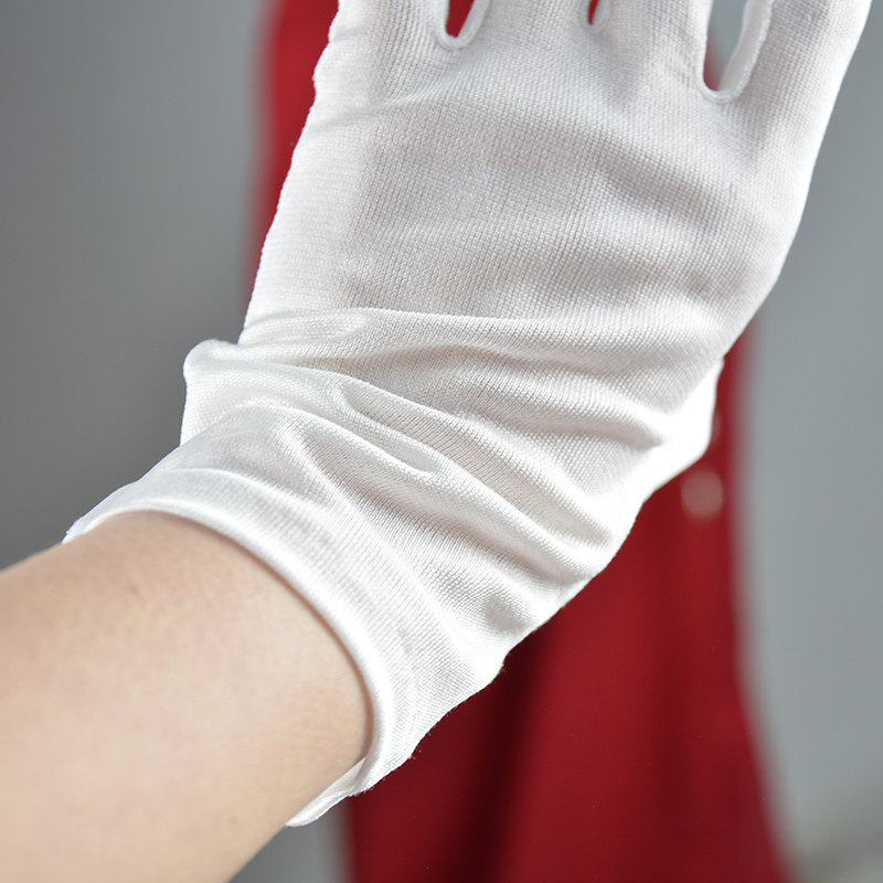 手套100桑蚕蚕丝针织盘珠真丝防晒长款袖套手套