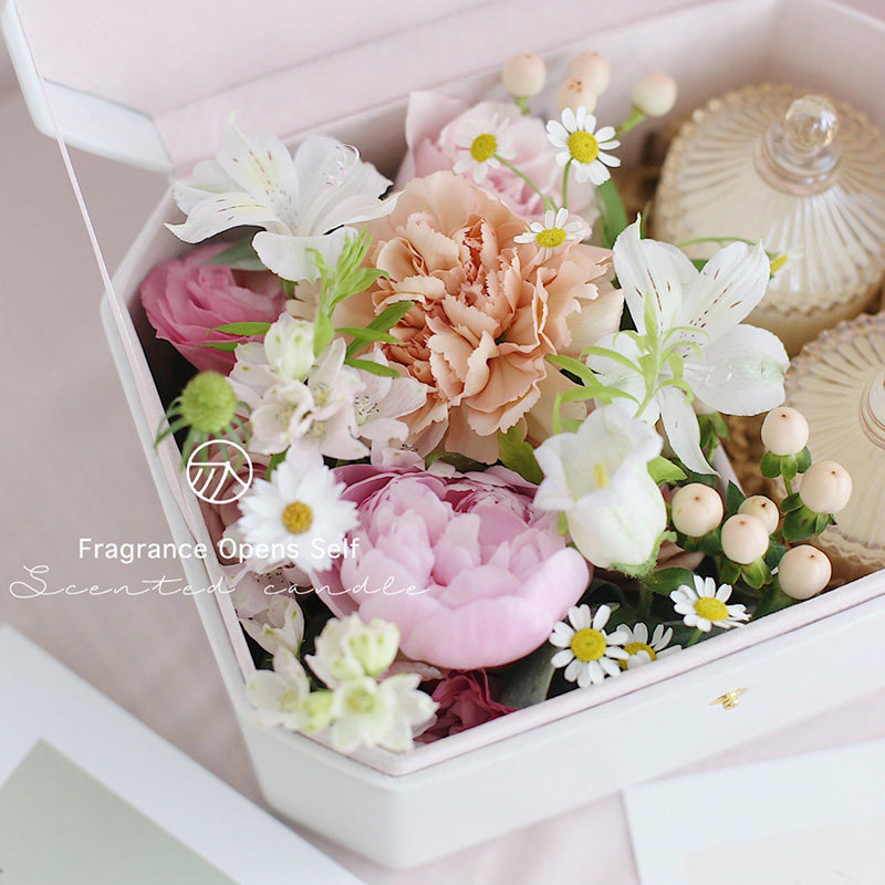 贝影 八角长方鲜花盒 礼品盒 鲜花花束包装盒永生花盒 翻盖礼盒