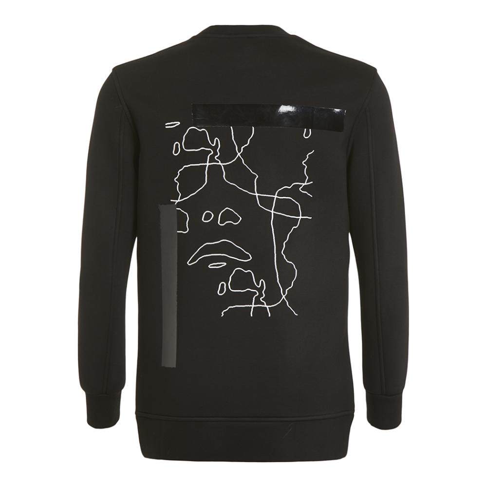 neilbarrett黑色抽象图案圆领男士秋冬套头衫卫卫衣