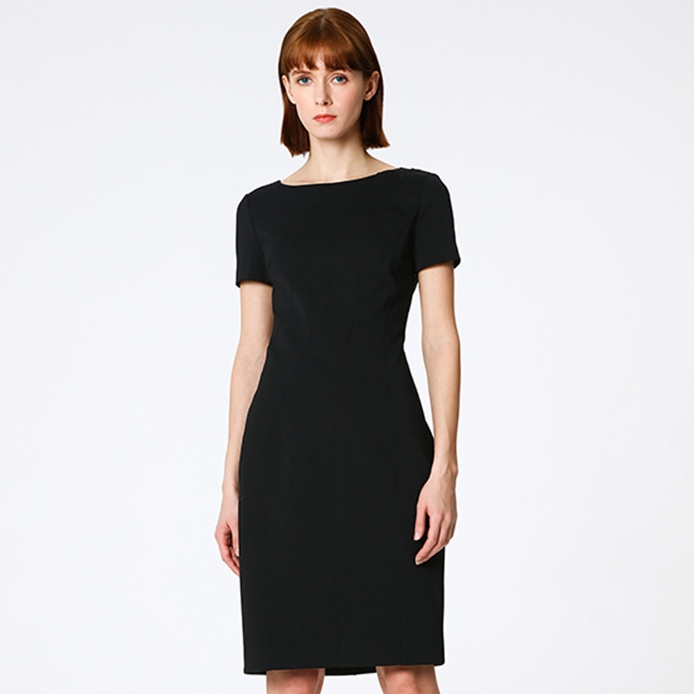 ports宝姿春夏新品女装缝制针织短袖中长连衣裙连衣裙