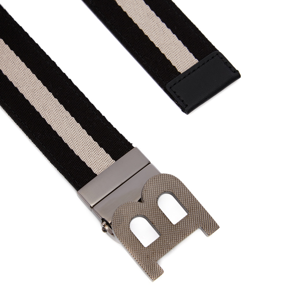 bally/巴利 经典款多色条纹金属字母平滑扣式时尚男士皮带腰带