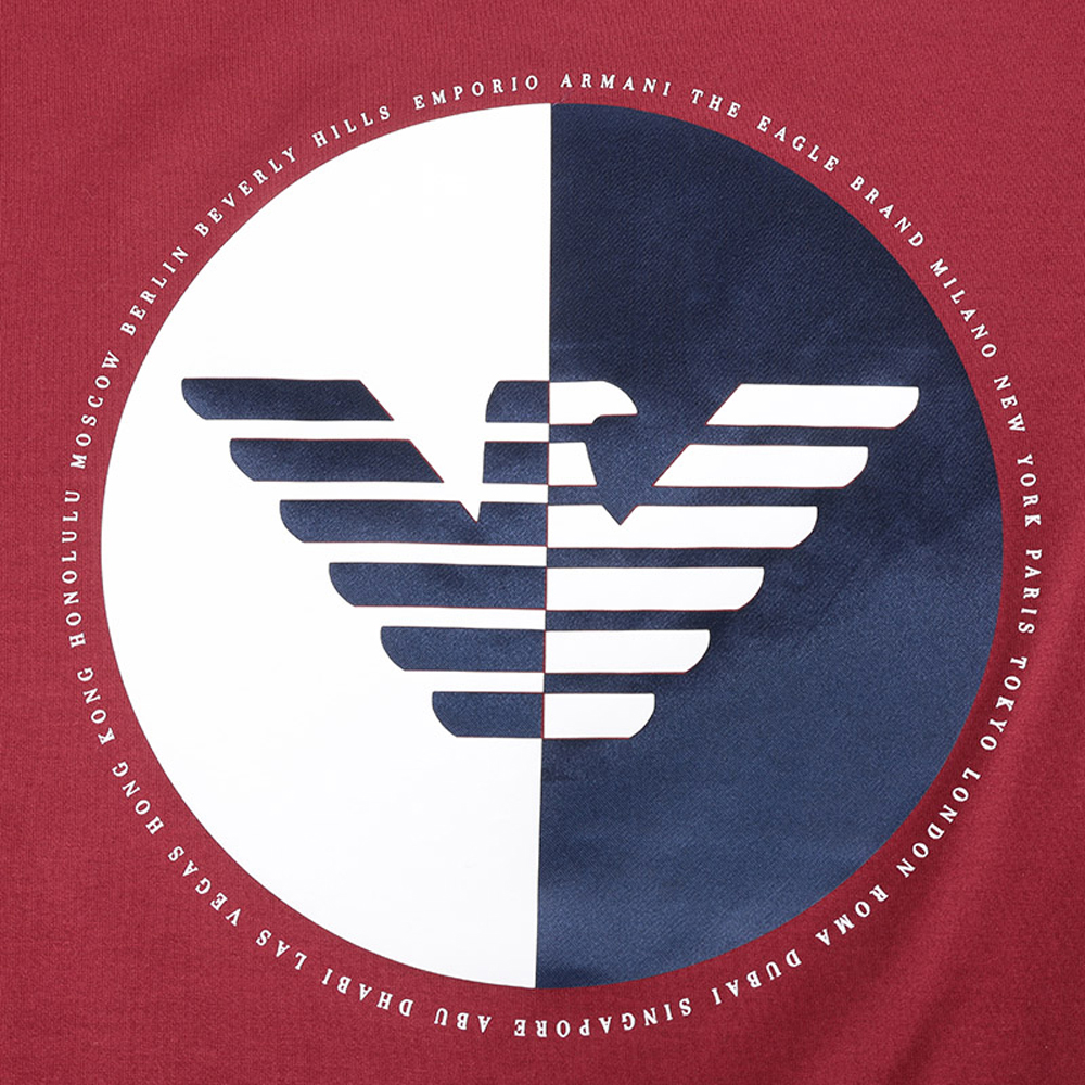 emporioarmani阿玛尼多色棉质徽标图案印花休闲圆领t恤