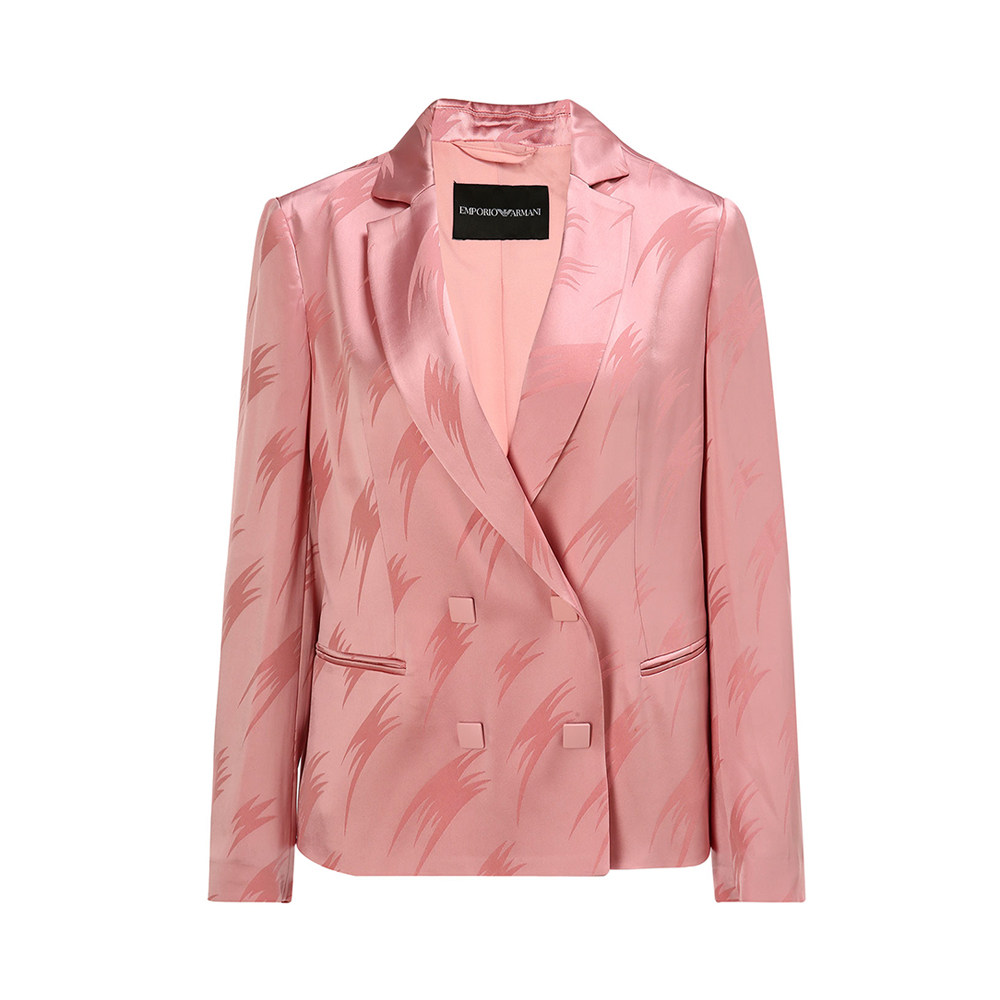 emporioarmani阿玛尼粉色经典双排设计女士气质西装西装