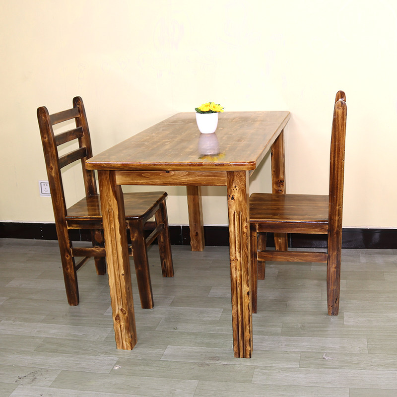 香柏柏木实木餐桌长方方桌桌椅组合经济饭桌餐桌