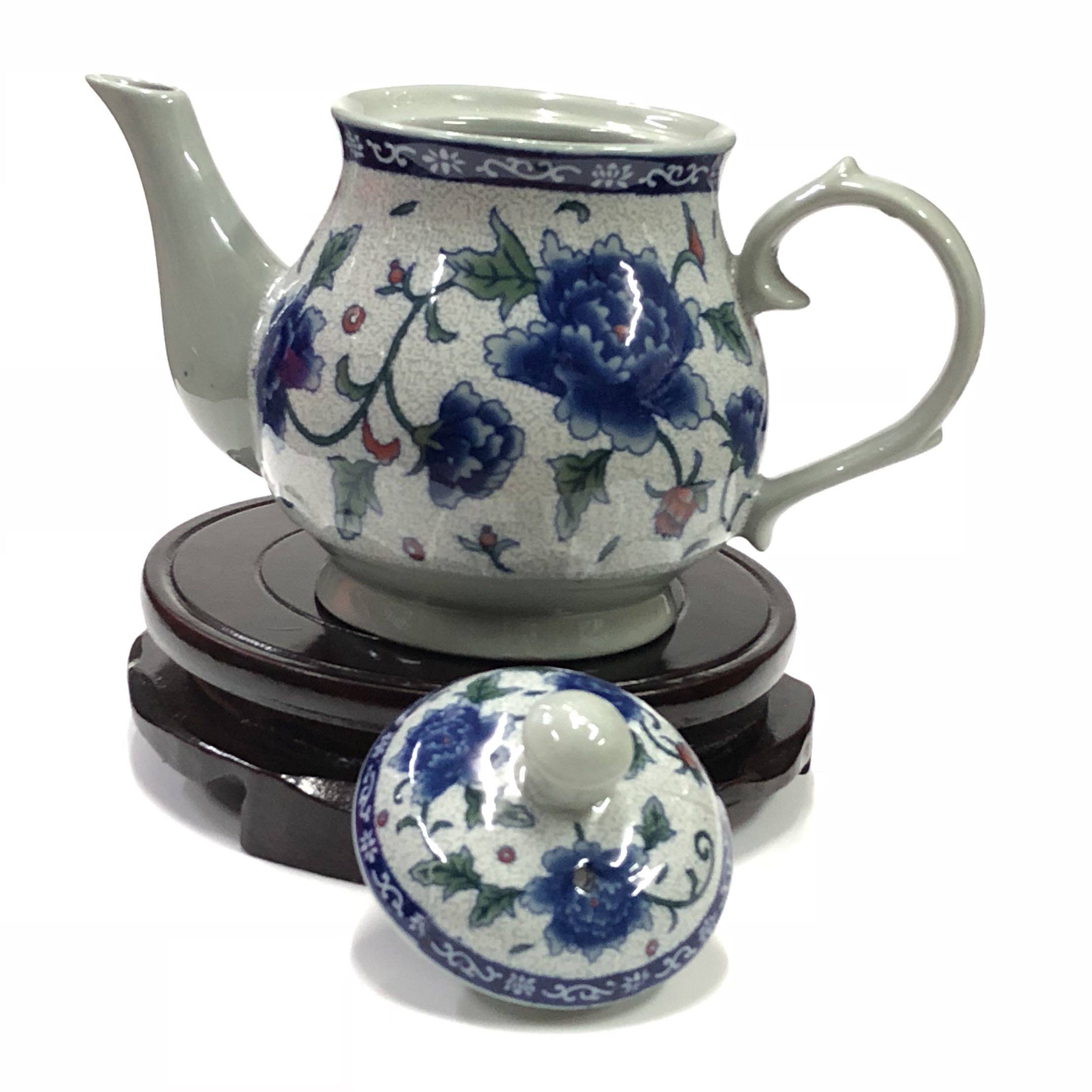 茶壶青花瓷功夫功夫茶茶具泡茶陶瓷牡丹花艺术酒壶茶壶