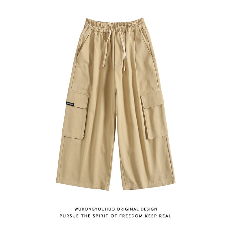 悟空有货日系复古阔腿工装裤男潮牌街头宽松直筒多口袋百搭休闲裤