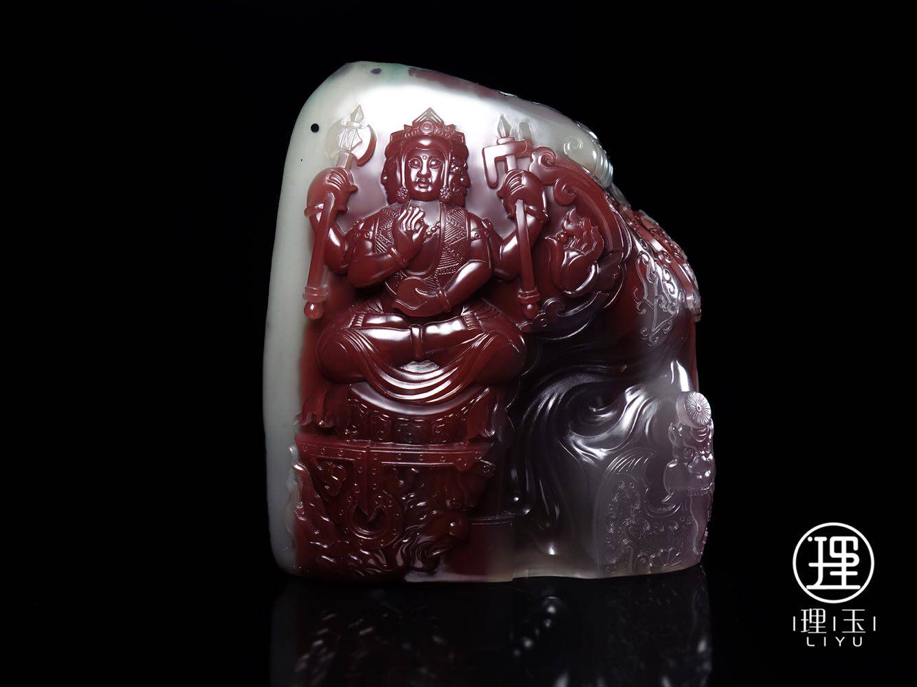 理玉出品 紫绿玛瑙六臂观音摆件中国百花奖铜奖作品 - 爱购网