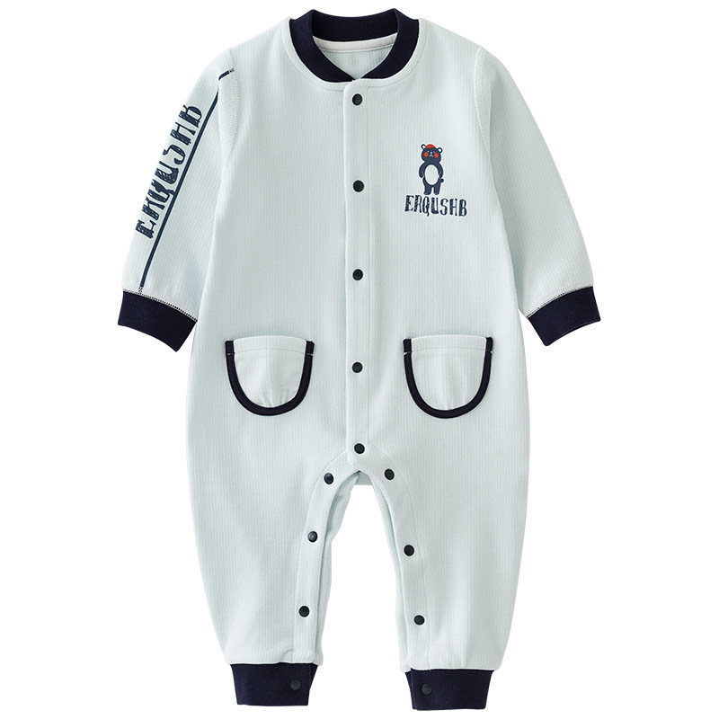 婴格朗迪婴儿连体衣06月宝宝无骨纯棉春秋单层连身衣