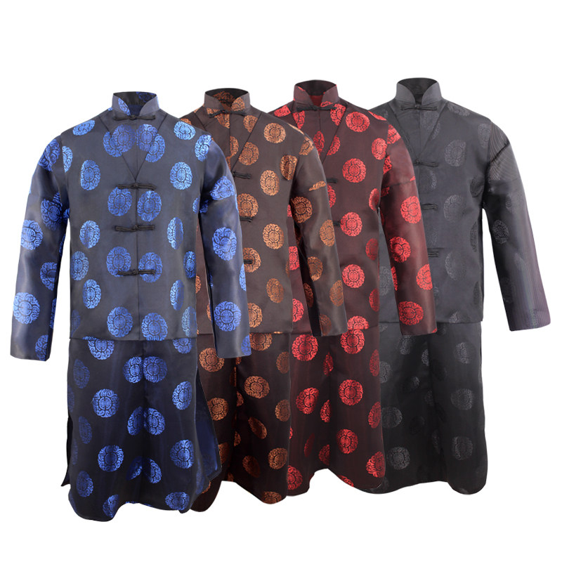 麻纱寿衣长衫长袍马褂男女全套绸缎面料马甲骨灰盒