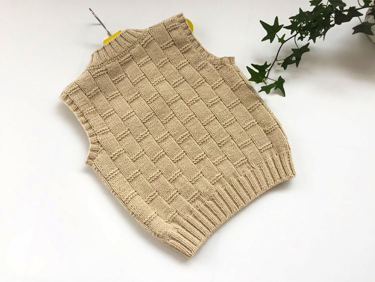 棒针明月艺术竹韵马甲背心男孩前开毛衣毛线diy编织材料包