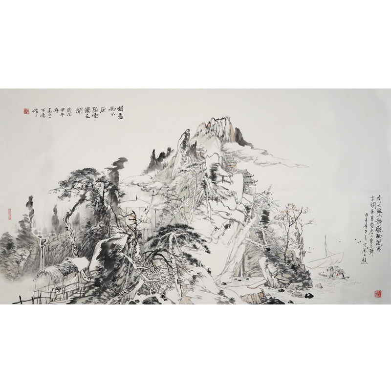 孤品收藏仅此一张美协名家万涛手绘山水画国画国画