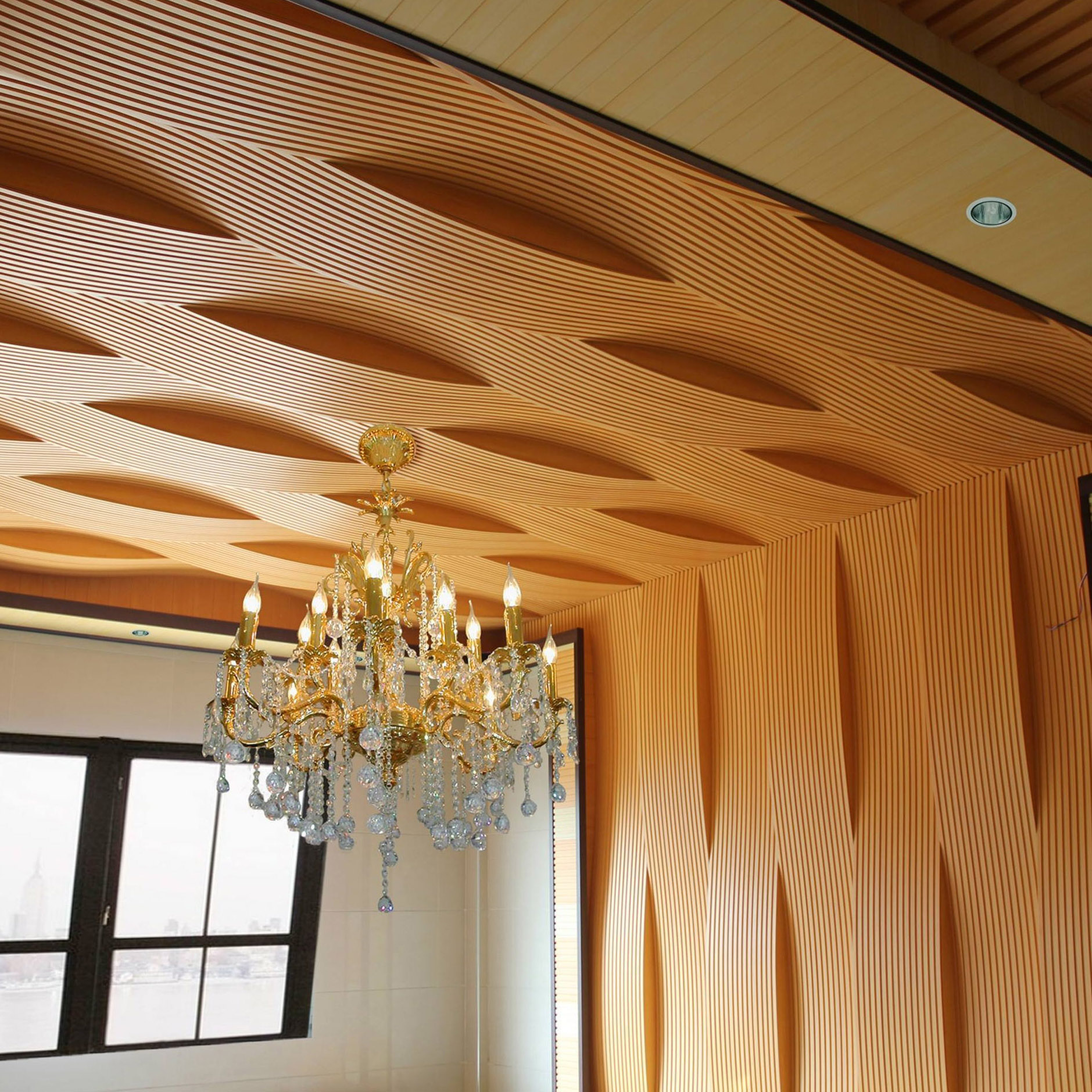 生态木天花吊顶装饰材料小长城板彩色绿可木护墙板墙裙装饰快装板