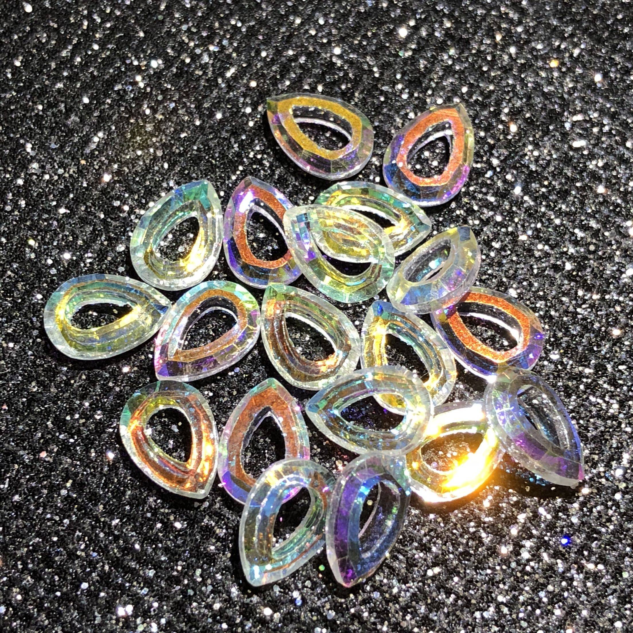 日系美甲水滴形天使环激光钻美甲装饰品