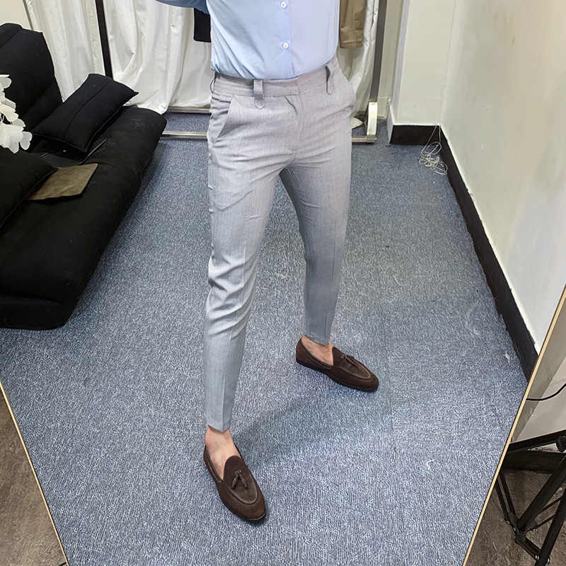 2020夏季薄款休闲九分裤男时尚帅气韩版修身百搭英伦免烫潮流裤子